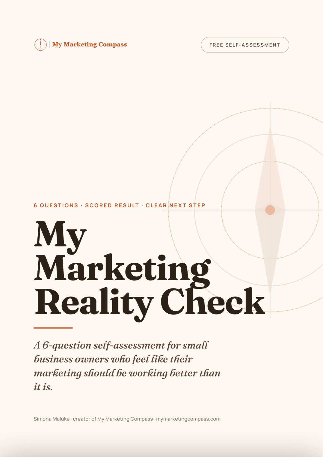 My Marketing Reality Check, a free 6-question self-assessment PDF